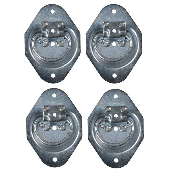 Winston Prod D-Ring, Cargosmart, 1/4 Inch Diameter, 1500 Pound Capacity, Zinc Plated, Steel, Set of 4 – 817