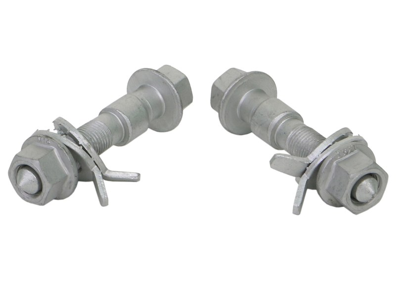 Whiteline Alignment Cam Bolt Kit, Plus 1.5 Degrees, 2 Eccentric Bolts/ 2 Tab Washers/ 2 Lock Nuts – KCA416