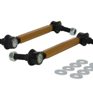 Whiteline Stabilizer Bar Link Kit, Yellow, 12 Millimeter Stud, 215-240 Millimeter Adjustment Range, With Black Bushings – KLC180-215