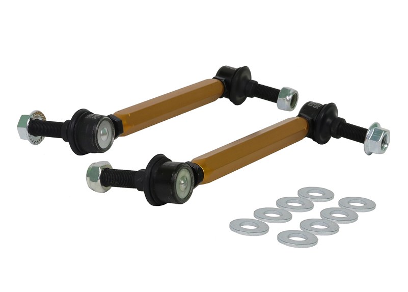 Whiteline Stabilizer Bar Link Kit, Yellow, 12 Millimeter Stud, 215-240 Millimeter Adjustment Range, With Black Bushings – KLC180-215