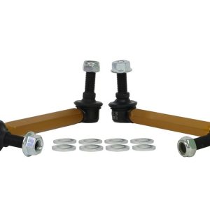 Whiteline Stabilizer Bar Link Kit, Yellow, 12 Millimeter Stud, 215-240 Millimeter Adjustment Range, With Black Bushings – KLC180-215