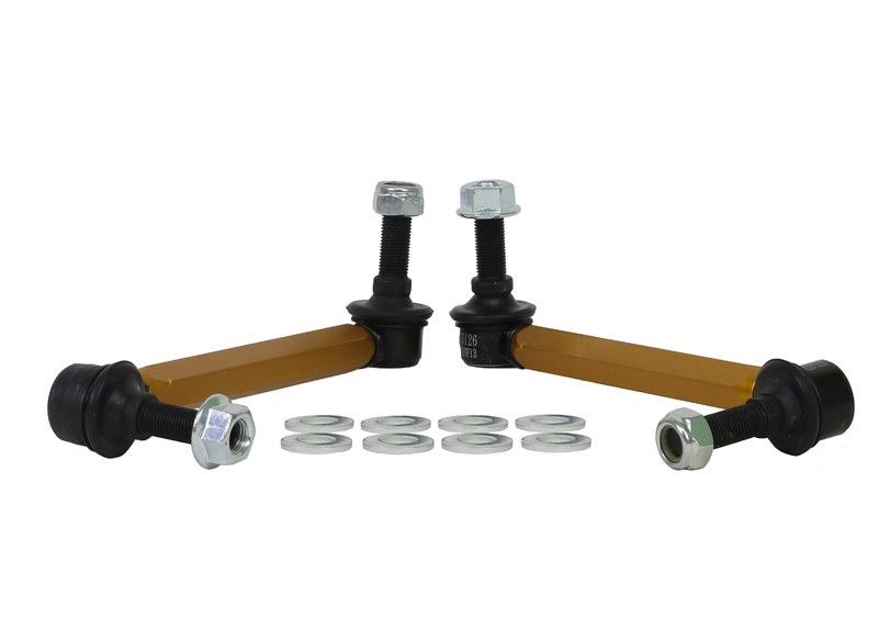 Whiteline Stabilizer Bar Link Kit, Yellow, 12 Millimeter Stud, 215-240 Millimeter Adjustment Range, With Black Bushings – KLC180-215