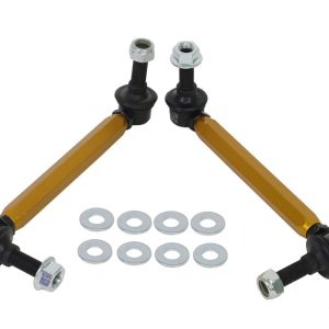 Whiteline Stabilizer Bar Link Kit, Yellow, 12 Millimeter Stud, 215-240 Millimeter Adjustment Range, With Black Bushings – KLC180-215