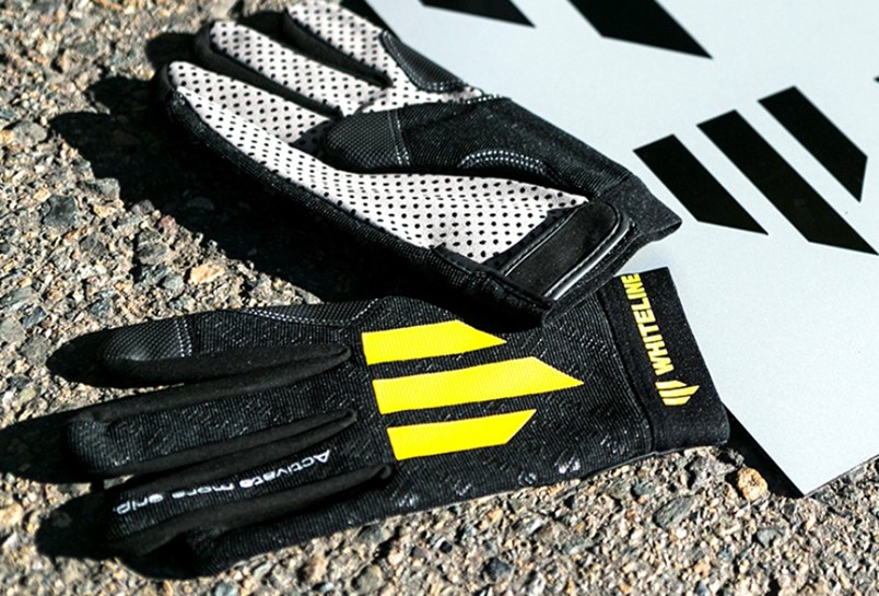 Whiteline Gloves, Mechanics Gloves, One Size Fits All, Black with Yellow Whiteline Logos – KWM014
