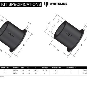 Whiteline Control Arm Bushing, Black, Synthetic Elastomer, With Four Bushings/ Two Tubes/ Two Washers – W53618