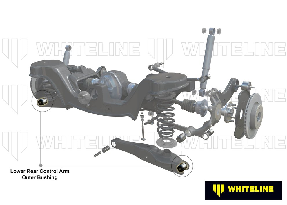 Whiteline Control Arm Bushing, Black/ Silver, Synthetic Elastomer, With Two Shell Bushings and Two Tubes – W63597