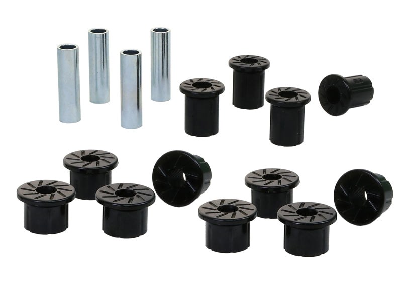 Whiteline Leaf Spring Shackle Bushing, Black, Polyurethane, Set of 12, With Four Tubes – W73470
