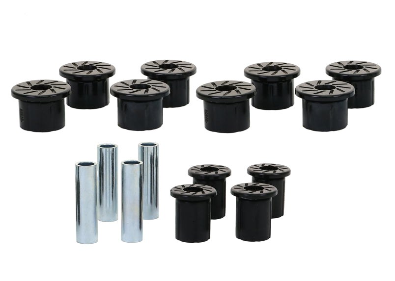 Whiteline Leaf Spring Shackle Bushing, Black, Polyurethane, Set of 12, With Four Tubes – W73470