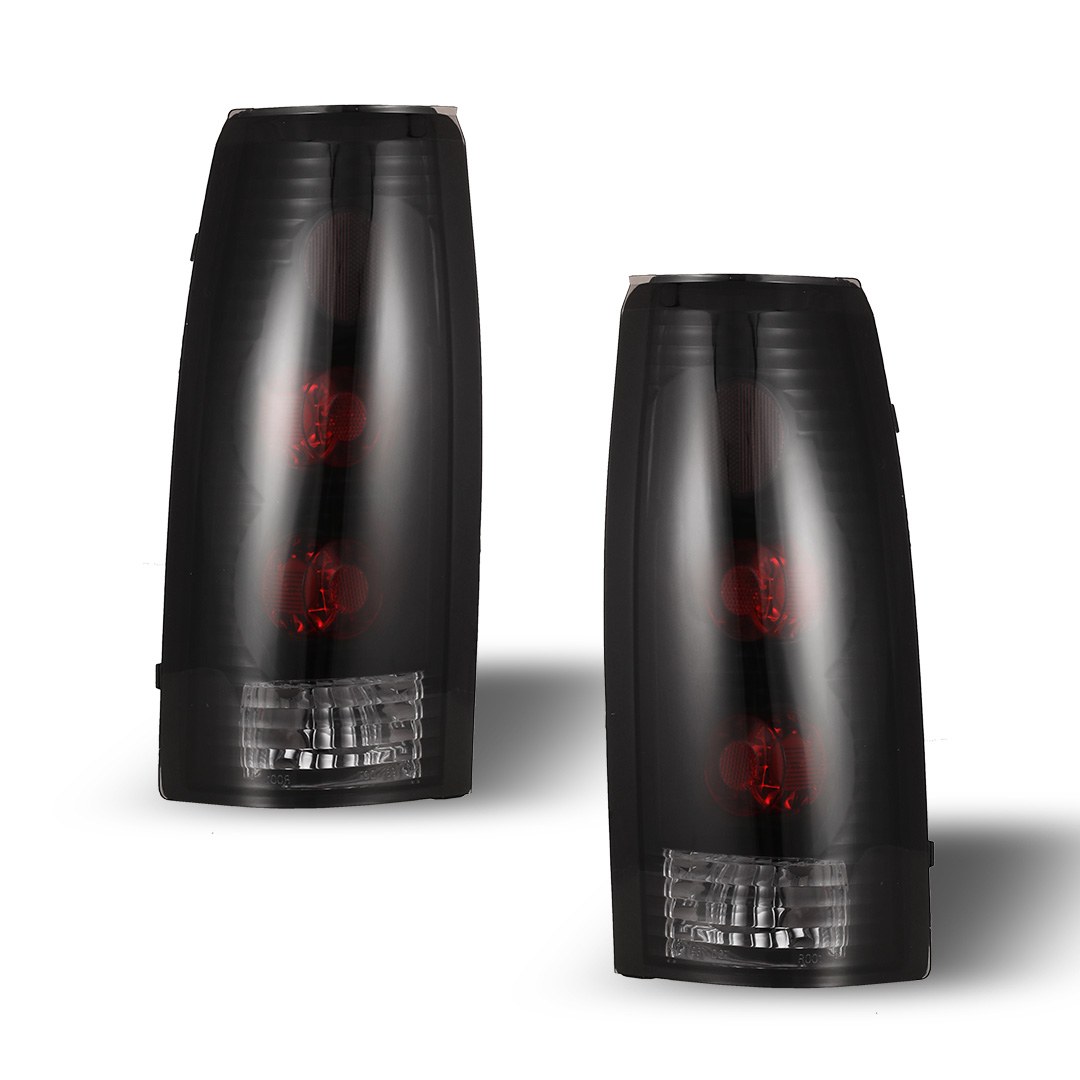 Winjet Tail Light Assembly, Red/ Smoke Lens, Black ABS Plastic Housing, Bulb Not Included, SAE/ DOT Approved, Set of 2 – CTWJ-0003-BS
