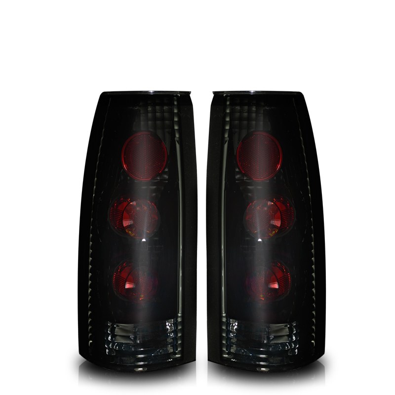 Winjet Tail Light Assembly, Red/ Smoke Lens, Black ABS Plastic Housing, Bulb Not Included, SAE/ DOT Approved, Set of 2 – CTWJ-0003-BS