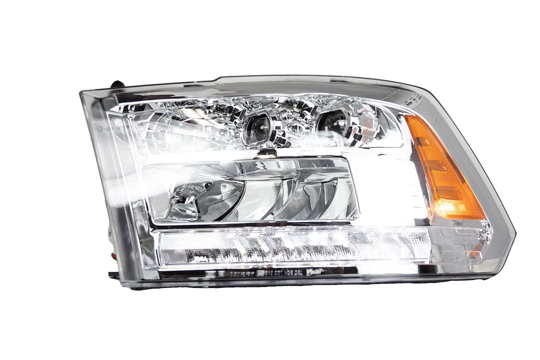 Winjet Headlight Assembly, LED Bulb, Projector with LED Daytime Running Light/ Sequential Turn Signal, Clear Low Beam/ High Beam Bulb – CHRNG0675-C-SQ