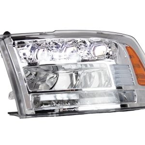 Winjet Headlight Assembly, LED Bulb, Projector with LED Daytime Running Light/ Sequential Turn Signal, Clear Low Beam/ High Beam Bulb – CHRNG0675-C-SQ