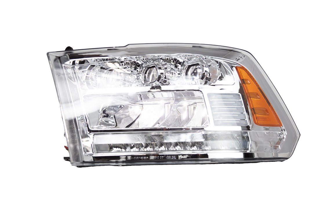 Winjet Headlight Assembly, LED Bulb, Projector with LED Daytime Running Light/ Sequential Turn Signal, Clear Low Beam/ High Beam Bulb – CHRNG0675-C-SQ