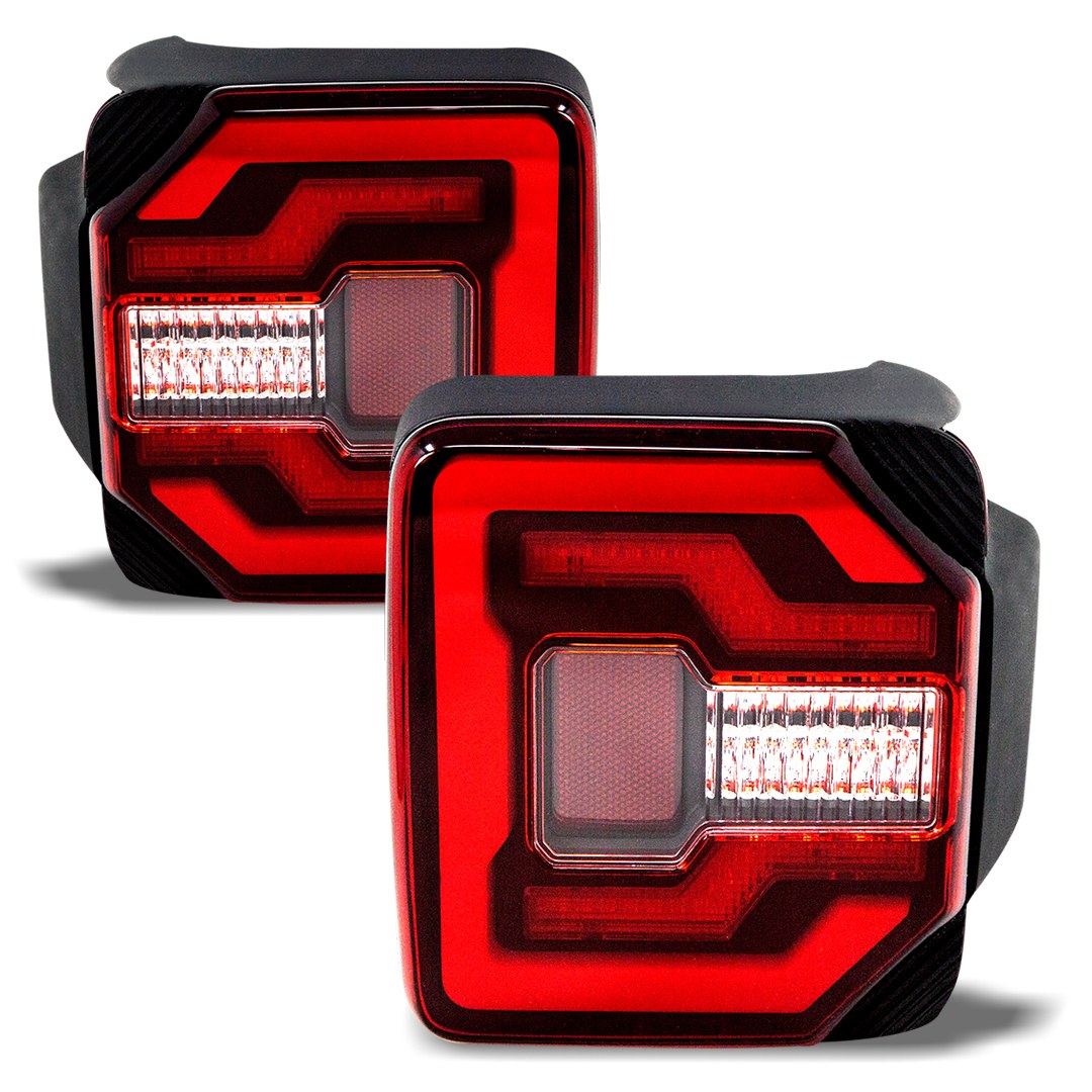 Winjet Tail Light Assembly, LED, Red Lens, Black ABS Plastic Housing, Red Brake Light and Turn Signal Light/ White Reverse Light – CTRNG0650-BR-SQ