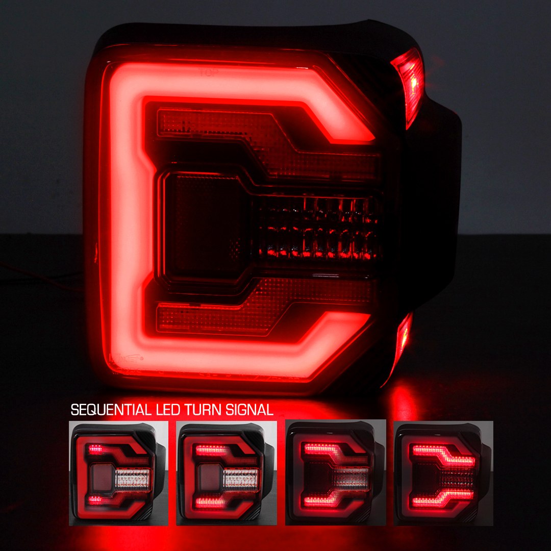 Winjet Tail Light Assembly, LED, Red Lens, Black ABS Plastic Housing, Red Brake Light and Turn Signal Light/ White Reverse Light – CTRNG0650-BR-SQ