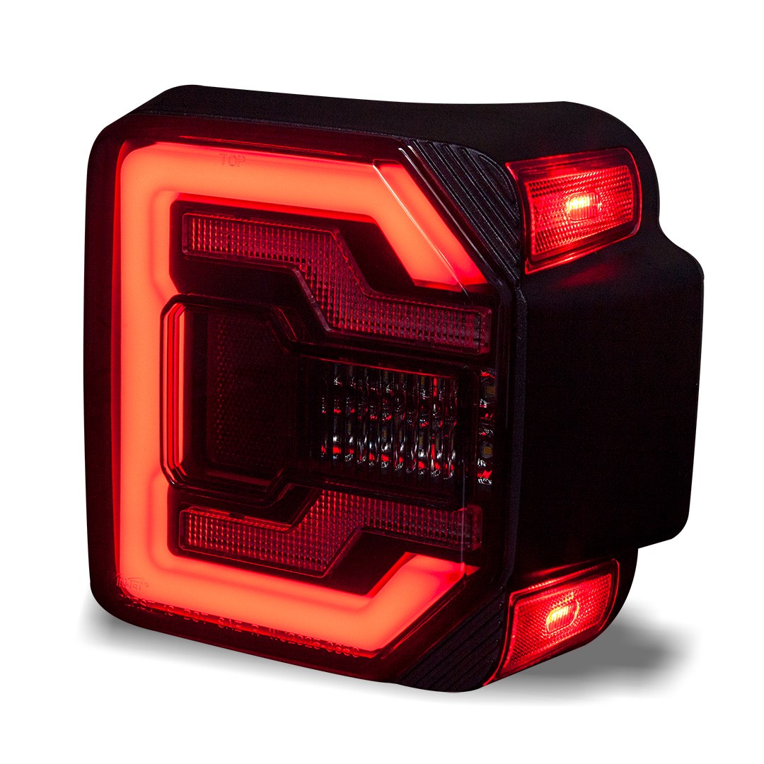 Winjet Tail Light Assembly, LED, Smoke Lens, Black ABS Plastic Housing, Red Brake Light and Turn Signal Light/ White Reverse Light – CTRNG0650-BS-SQ