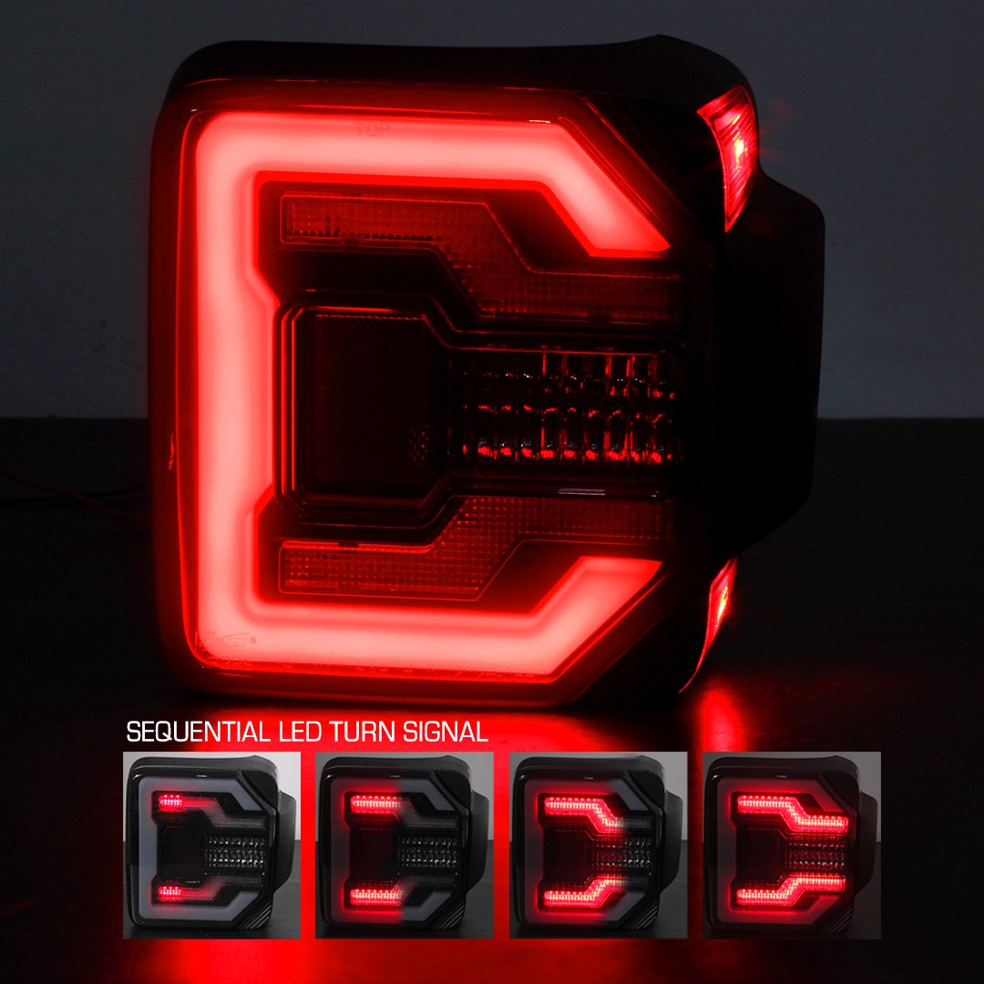 Winjet Tail Light Assembly, LED, Smoke Lens, Black ABS Plastic Housing, Red Brake Light and Turn Signal Light/ White Reverse Light – CTRNG0650-BS-SQ