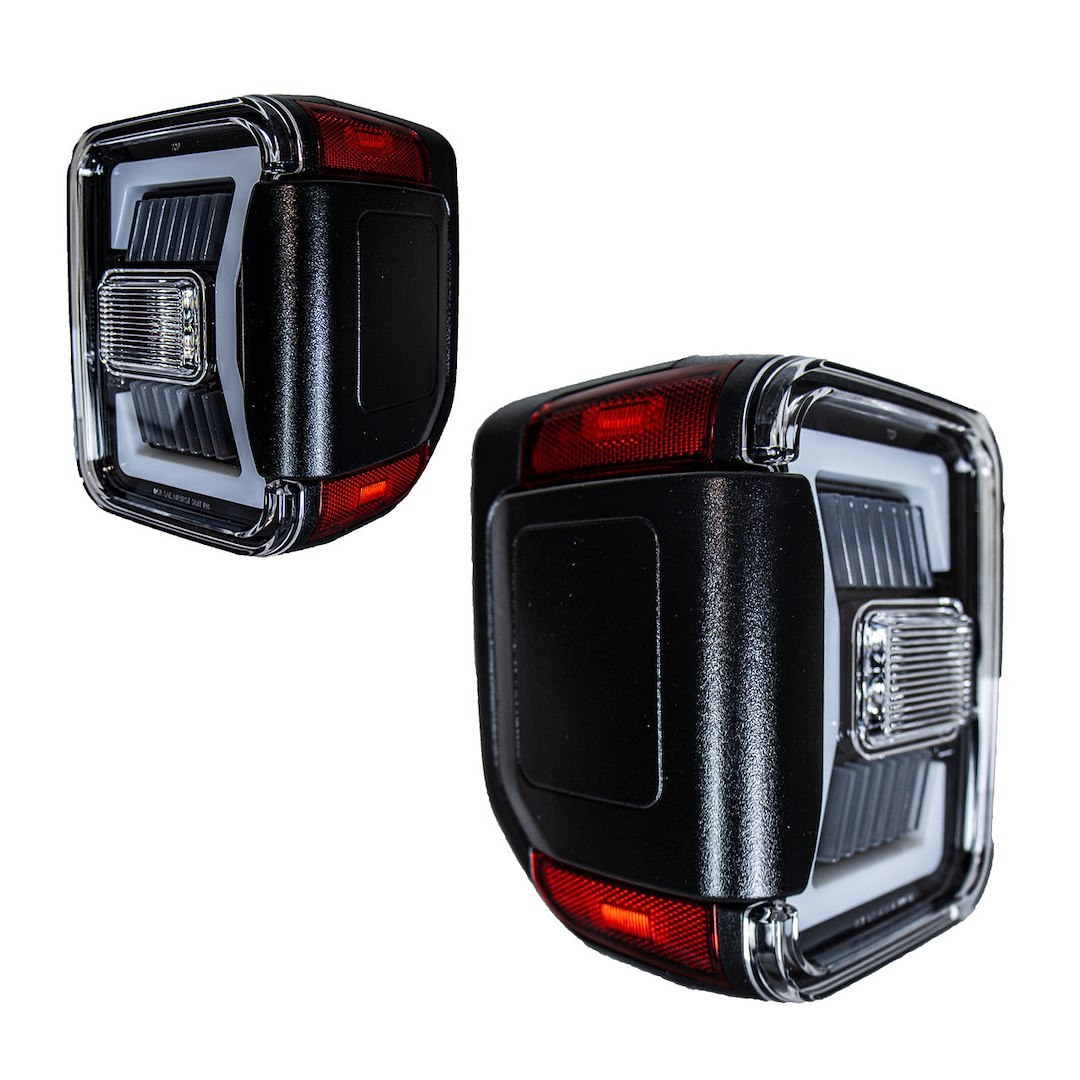 Winjet Tail Light Assembly, Clear Lens, Gloss Black ABS Plastic Housing, Red Brake Light and Sequential Turn Light – CTRNG0668-GBC-SQ