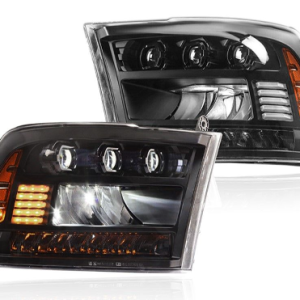 Winjet Headlight Assembly, LED Bulb, Projector with LED Daytime Running Light/ Sequential Turn Signal, Clear Low Beam/ High Beam Bulb – CHRNG0675-B-SQ