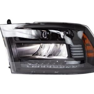 Winjet Headlight Assembly, LED Bulb, Projector with LED Daytime Running Light/ Sequential Turn Signal, Clear Low Beam/ High Beam Bulb – CHRNG0675-B-SQ