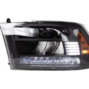 Winjet Headlight Assembly, LED Bulb, Projector with LED Daytime Running Light/ Sequential Turn Signal, Clear Low Beam/ High Beam Bulb – CHRNG0675-B-SQ