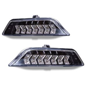 Winjet Parking/ Turn Signal Light Assembly, Clear Polycarbonate Lens, LED Bulb, Gloss Black Housing, Set of 2 – CTSWJ-0640-GBC-SQ