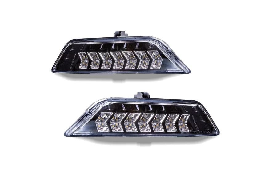 Winjet Parking/ Turn Signal Light Assembly, Clear Polycarbonate Lens, LED Bulb, Gloss Black Housing, Set of 2 – CTSWJ-0640-GBC-SQ