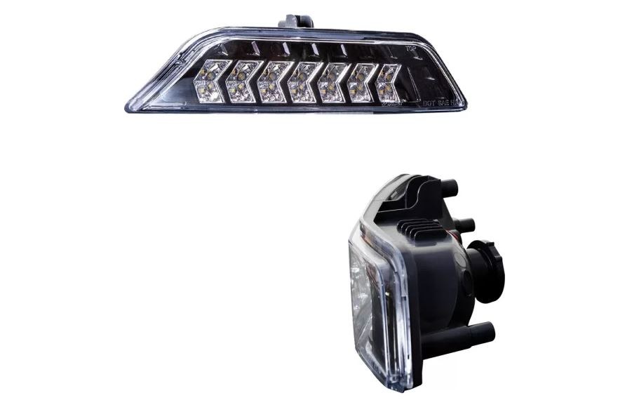 Winjet Parking/ Turn Signal Light Assembly, Clear Polycarbonate Lens, LED Bulb, Gloss Black Housing, Set of 2 – CTSWJ-0640-GBC-SQ