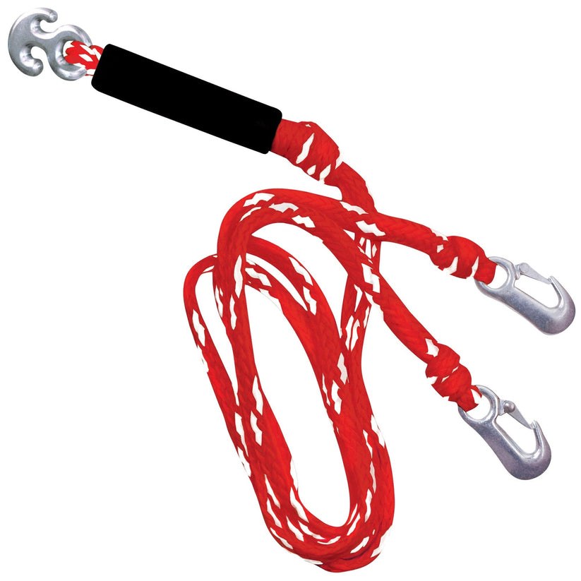 Wow Sports Towable Tube Tow Rope, 4K, Use to Tow Towable Tube of 1 to 4 Riders, 4100 Pound Breaking Strength, 12 Foot Length, Red and White – 11-3030