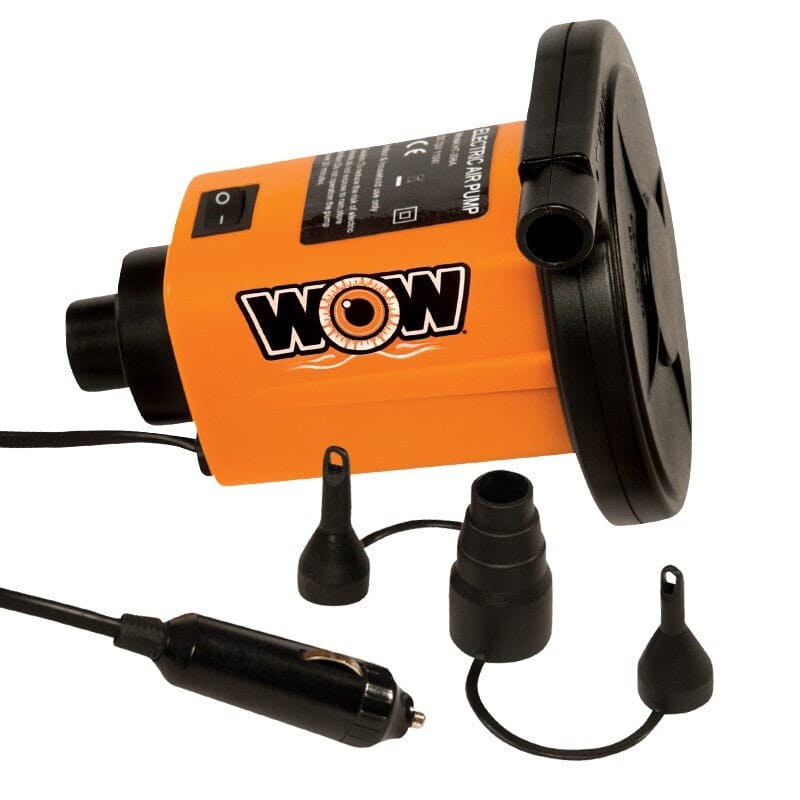 Wow Sports Air Pump, For Use with Small/Medium and Large Inflatables, Electric Pump, 12 Volts, 3.0 PSI, Orange and Black, Plastic – 13-4020