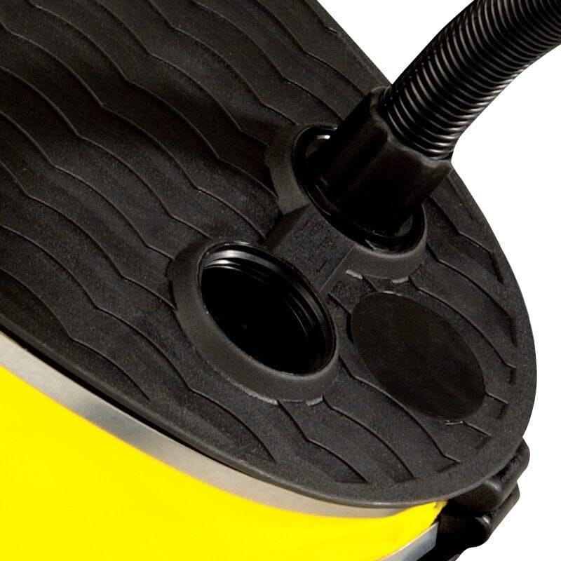 Wow Sports Air Pump, For Use with Small Inflatables, Manual Foot Pump, Yellow and Black, Plastic, 2 Valve Adapters – 13-4040