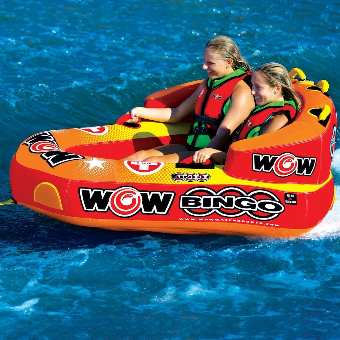 Wow Sports Towable Tube, Bingo, 1 to 2 Riders/ 340 Pound Load Capacity, 69 Inch Length X 68 Inch Width, Multi-Color – 14-1060