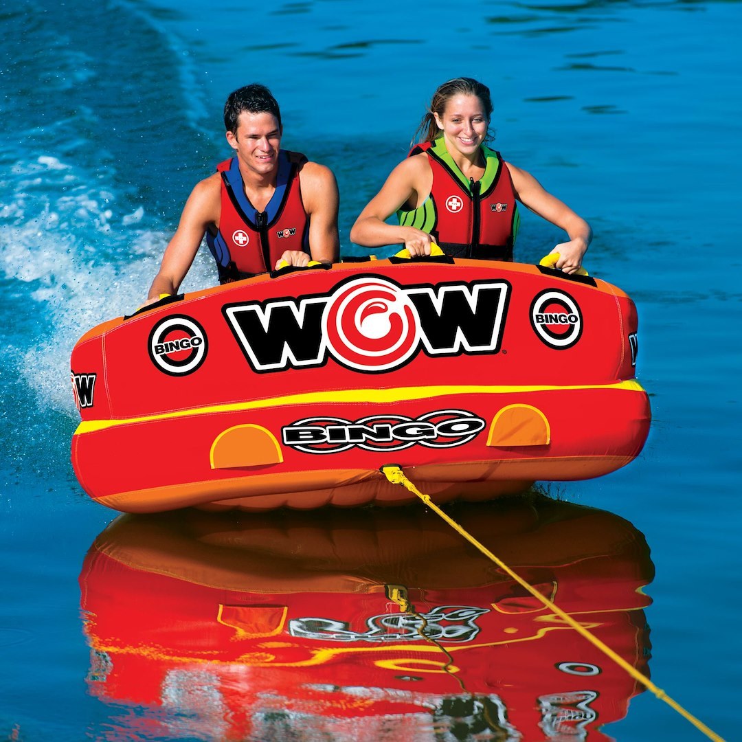 Wow Sports Towable Tube, Bingo, 1 to 2 Riders/ 340 Pound Load Capacity, 69 Inch Length X 68 Inch Width, Multi-Color – 14-1060