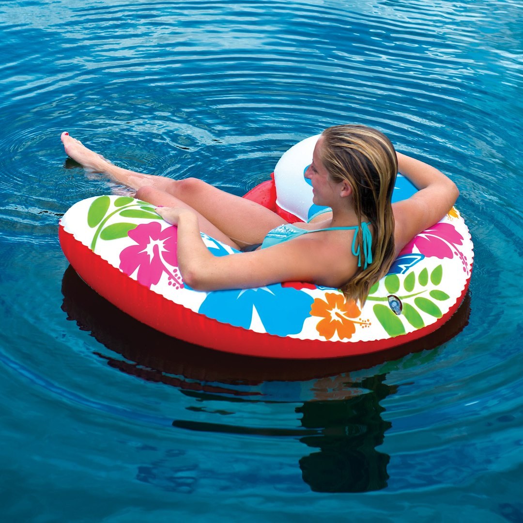 Wow Sports Float Tube, Pool/ River or Lake, 1 Person/ 220 Pound Capacity, 51 Inch X 40 Inch, White/Red/Blue/Green/Orange and Pink – 14-2030