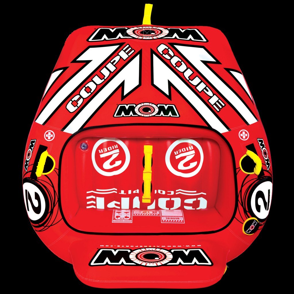 Wow Sports Towable Tube, Coupe, 1 to 2 Riders/ 340 Pound Load Capacity, 60 Inch Length X 58 Inch Width X 26 Inch Height, Red – 15-1030