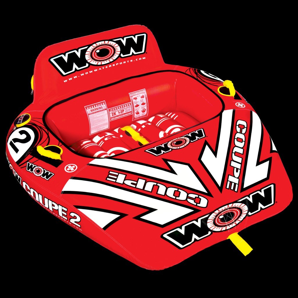 Wow Sports Towable Tube, Coupe, 1 to 2 Riders/ 340 Pound Load Capacity, 60 Inch Length X 58 Inch Width X 26 Inch Height, Red – 15-1030