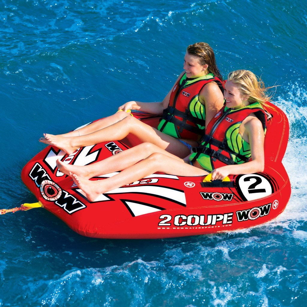 Wow Sports Towable Tube, Coupe, 1 to 2 Riders/ 340 Pound Load Capacity, 60 Inch Length X 58 Inch Width X 26 Inch Height, Red – 15-1030