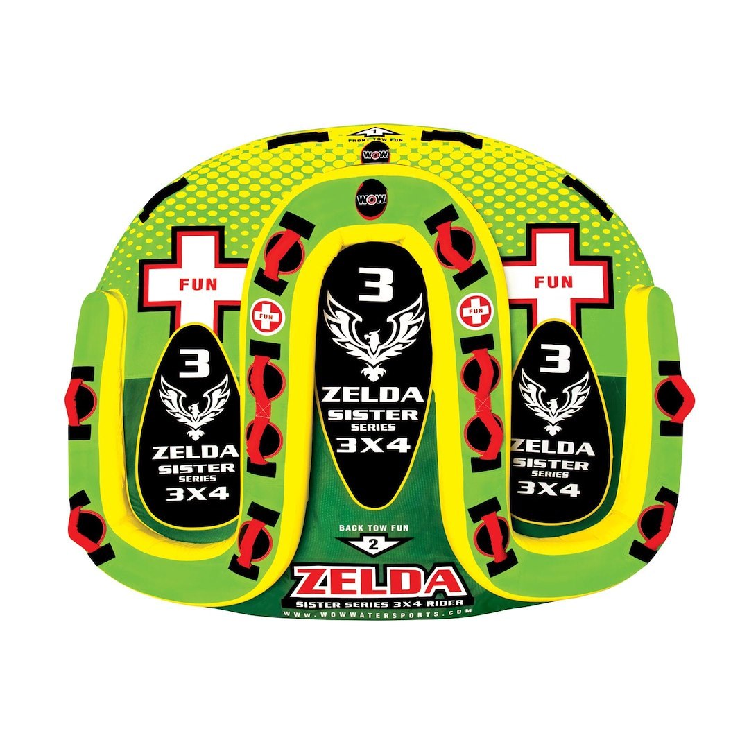 Wow Sports Towable Tube, Zelda Sister Series, 1 to 3 Riders/ 510 Pound Load Capacity, 82 Inch Length X 71 Inch Width X 26 Inch Height – 15-1070