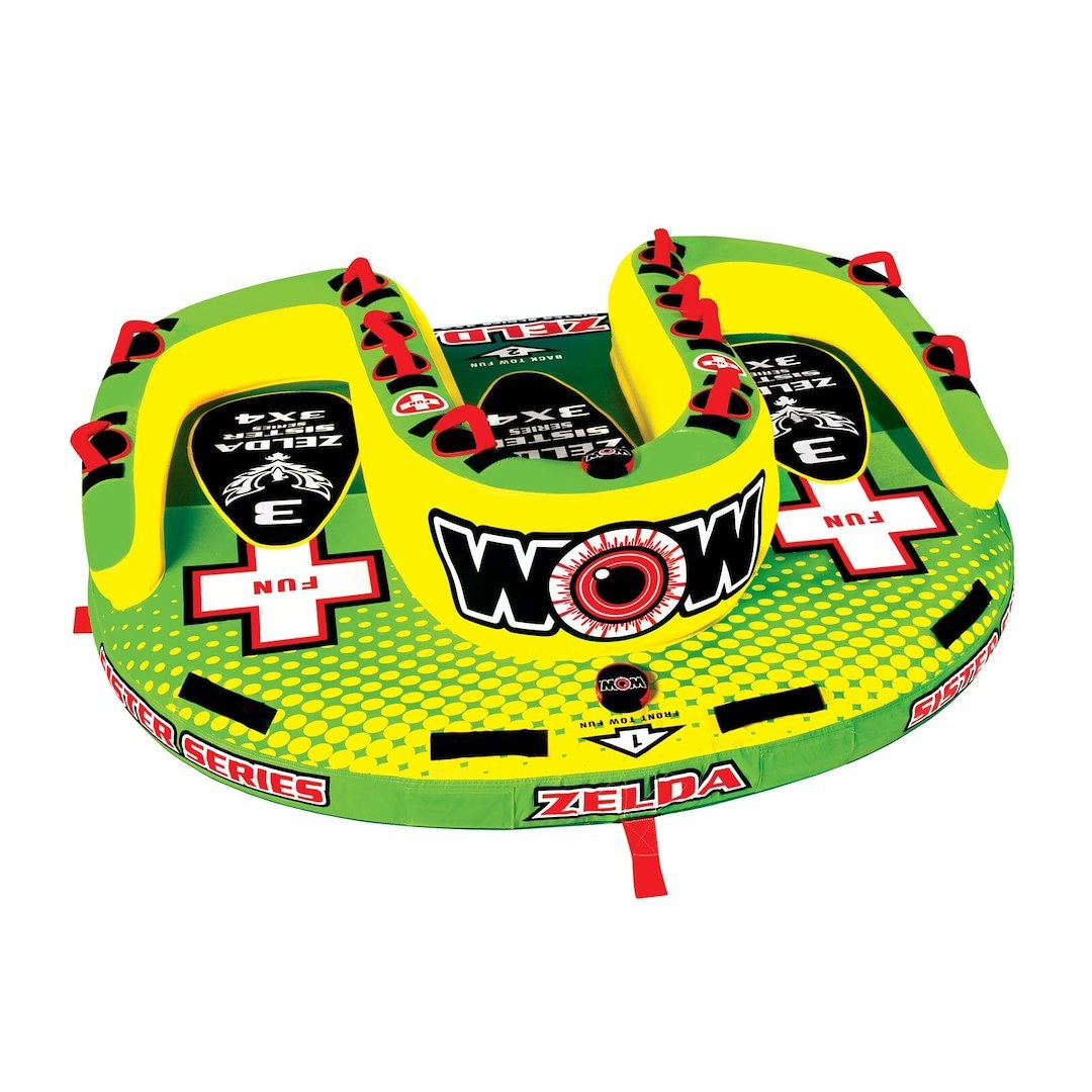 Wow Sports Towable Tube, Zelda Sister Series, 1 to 3 Riders/ 510 Pound Load Capacity, 82 Inch Length X 71 Inch Width X 26 Inch Height – 15-1070