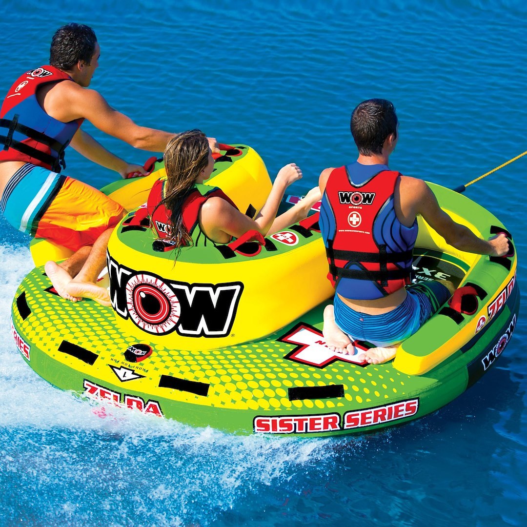 Wow Sports Towable Tube, Zelda Sister Series, 1 to 3 Riders/ 510 Pound Load Capacity, 82 Inch Length X 71 Inch Width X 26 Inch Height – 15-1070
