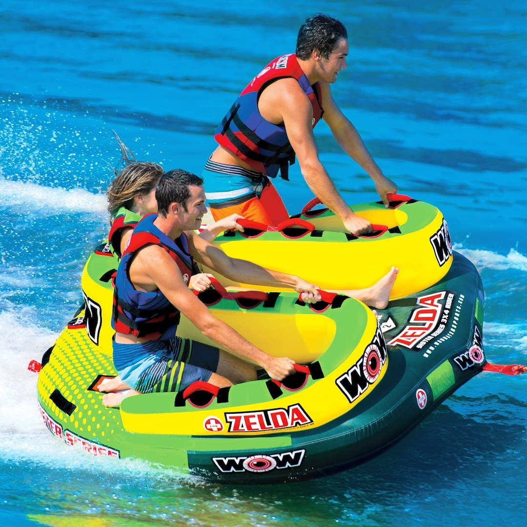 Wow Sports Towable Tube, Zelda Sister Series, 1 to 3 Riders/ 510 Pound Load Capacity, 82 Inch Length X 71 Inch Width X 26 Inch Height – 15-1070