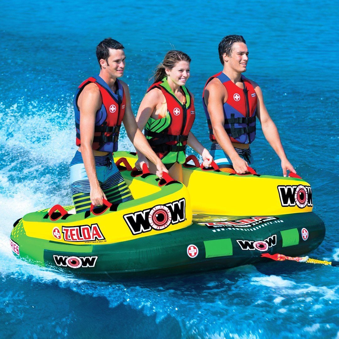 Wow Sports Towable Tube, Zelda Sister Series, 1 to 3 Riders/ 510 Pound Load Capacity, 82 Inch Length X 71 Inch Width X 26 Inch Height – 15-1070