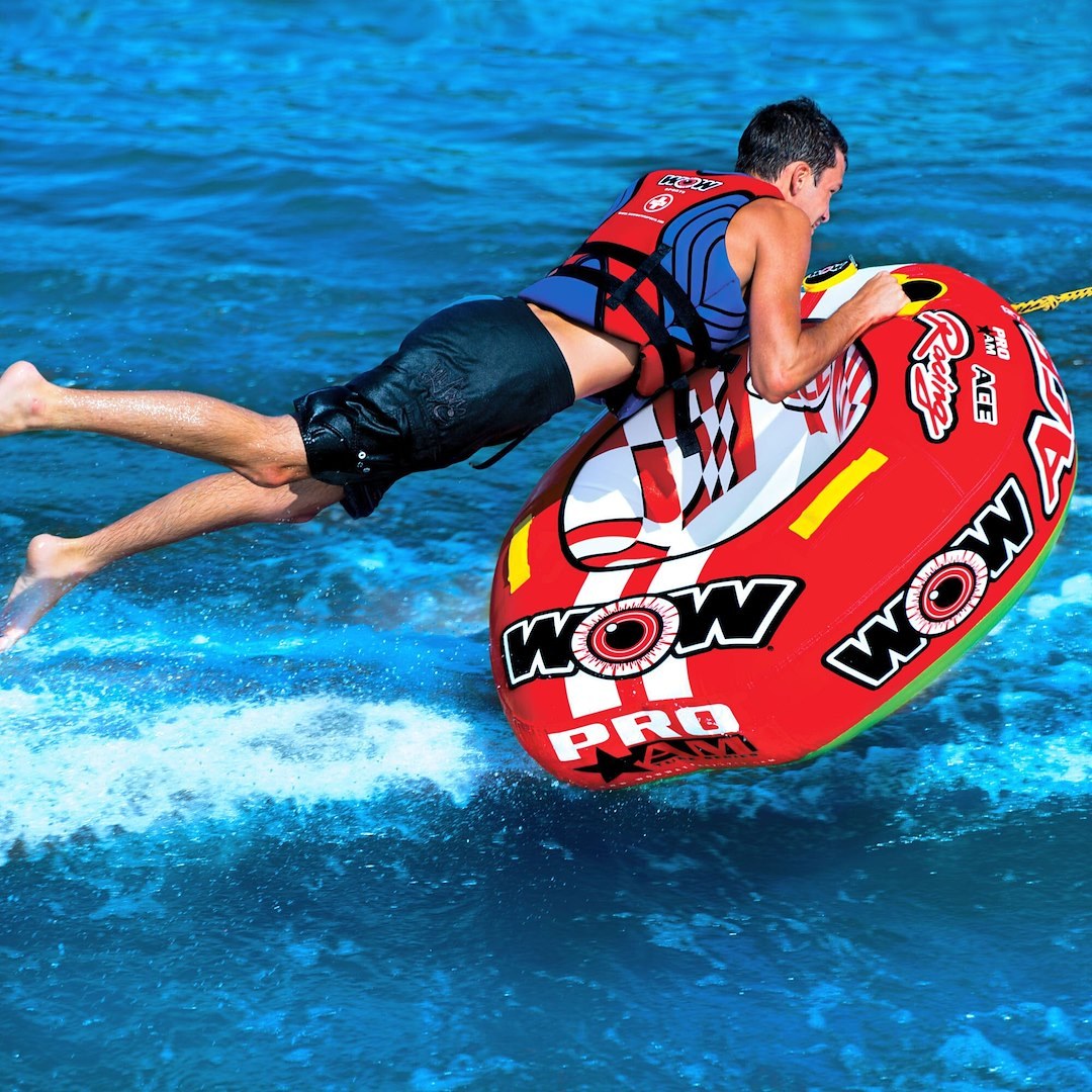 Wow Sports Towable Tube, Ace Racing, 1 Rider Capacity, 50 Inch Length X 48 Inch Width, Multi-Color – 15-1120