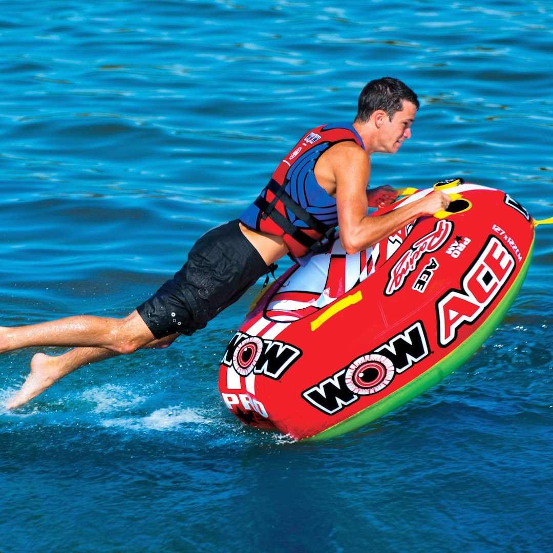 Wow Sports Towable Tube, Ace Racing, 1 Rider Capacity, 50 Inch Length X 48 Inch Width, Multi-Color – 15-1120