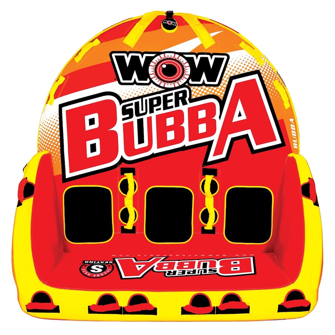Wow Sports Towable Tube, Super Bubba, 1 to 3 Riders/ 510 Pound Load Capacity, Multi-Color – 17-1060