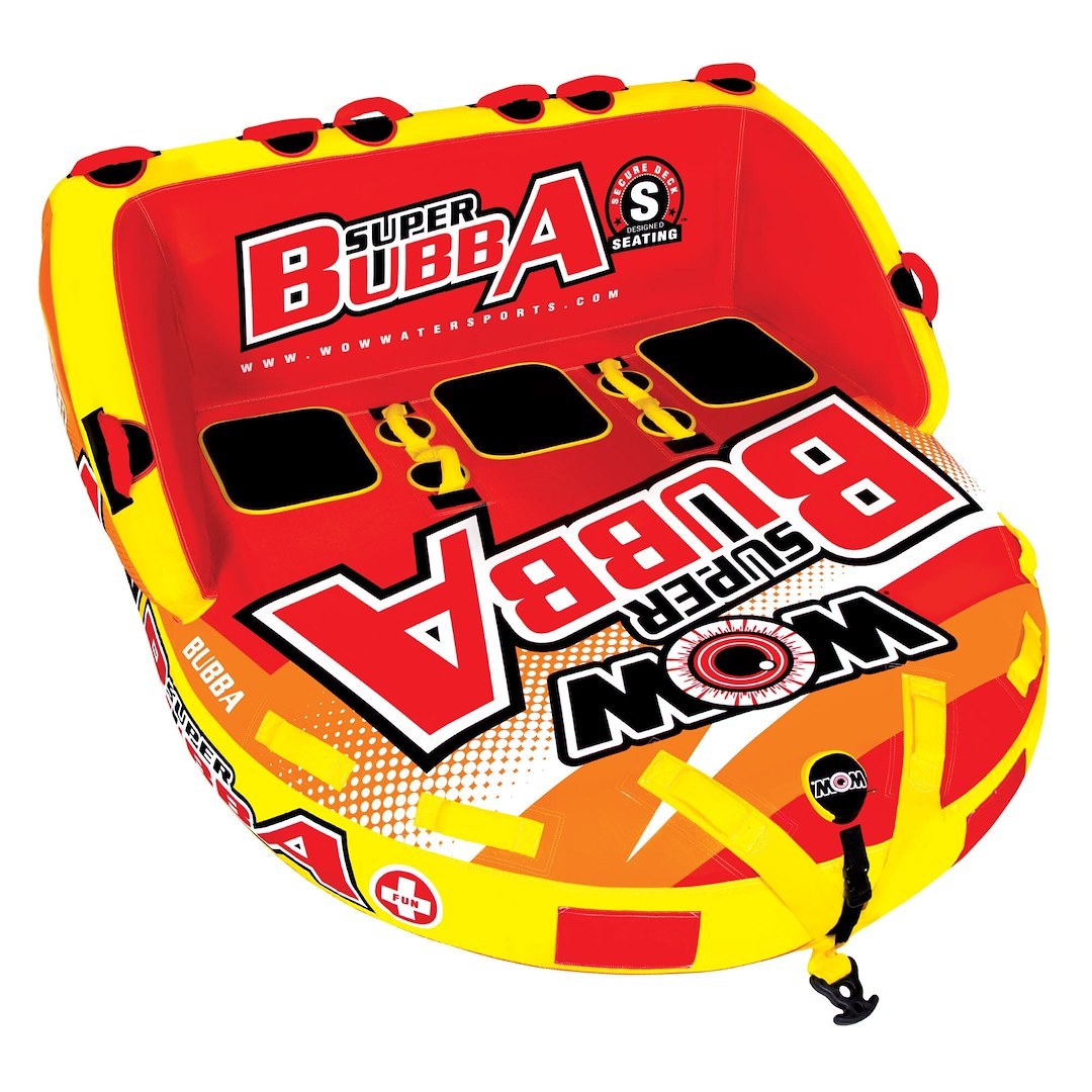 Wow Sports Towable Tube, Super Bubba, 1 to 3 Riders/ 510 Pound Load Capacity, Multi-Color – 17-1060
