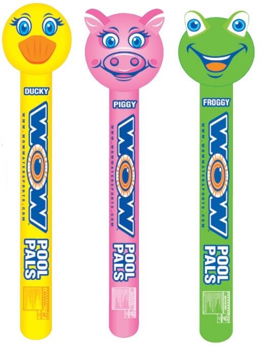 Wow Sports Pool Noodle, Pool Pals, Assorted Characters of Pig/ Frog/ Duck, One Person/ 220 Pound Load Capacity, Yellow/ Pink/ and Green – 17-2050