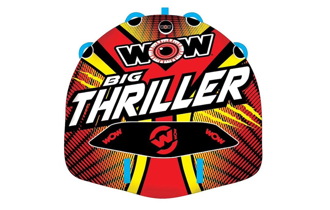 Wow Sports Towable Tube, Big Thriller, 1 to 2 Riders Capacity, 60 Inch Length X 56 Inch Width, Multi-Color – 18-1010