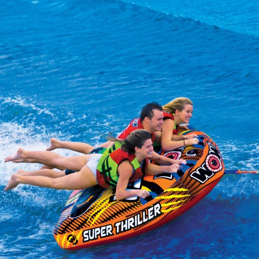 Wow Sports Towable Tube, Super Thriller, 1 to 3 Riders Capacity, 75 Inch Length X 62 Inch Width, Multi-Color – 18-1020