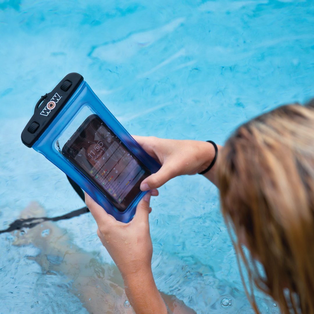 Wow Sports Waterproof Pouch, H2O Proof, 4 Inch X 8 Inch, Blue, Use to Hold Smart Phone, With Lanyard – 18-5000B